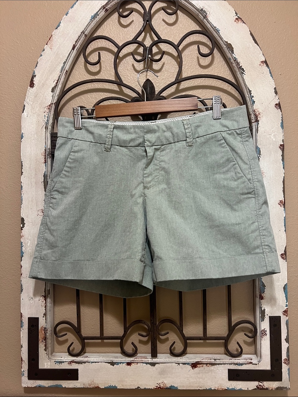 Dear John Light Sage Green Cuffed Bermuda Shorts